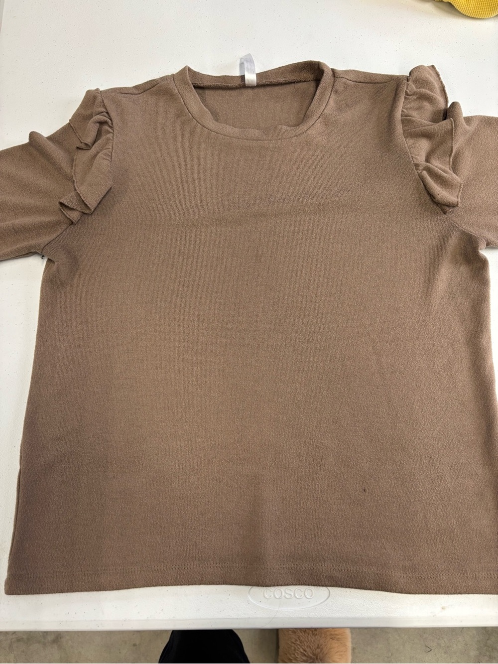 Women’s Ruffle Sleeve Knit Top in Brown